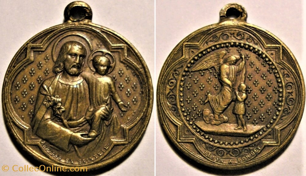 Saint Joseph - Medal by Penin-Poncet ca.1893 patrimoine religieux souvenir saint joseph medal by penin poncet ca 1893