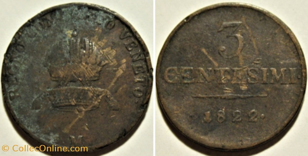 1822 Regno Lombardo-Veneto, 3 Centesimi Milano - Francesco I d'Asburgo-Lorena monnaies monde italie 1822 regno lombardo veneto 3 centesimi milano francesco i asburgo lorena