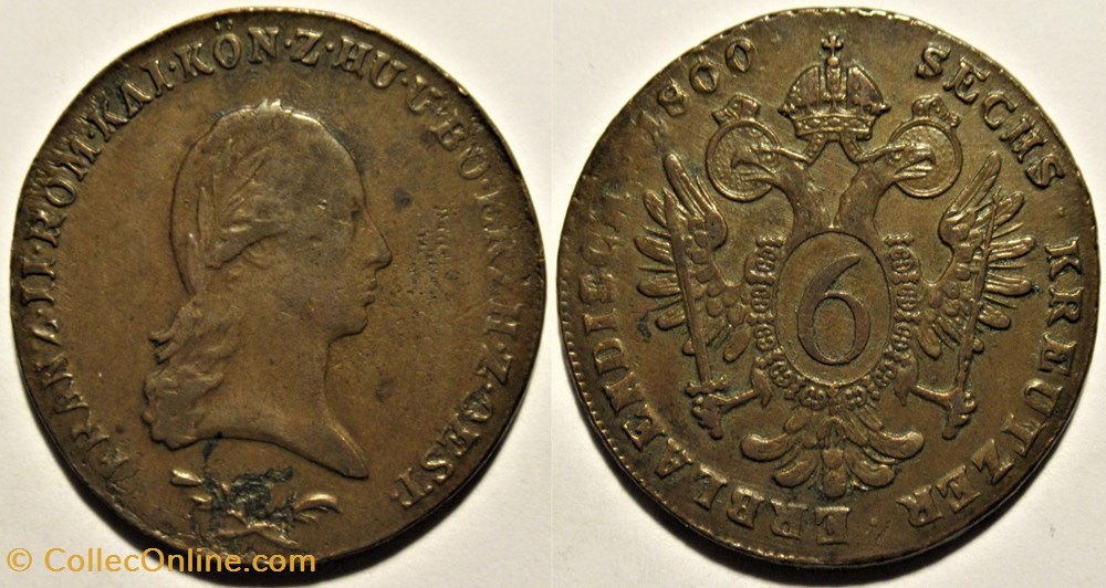 Franz I - 6 Kreutzer 1800, Austrian Empire monnaies monde autriche franz i 6 kreutzer 1800 austrian empire
