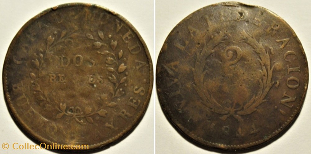Argentina - 2 Reales 1844, Buenos Aires monnaies monde argentine argentina 2 reales 1844 buenos aires