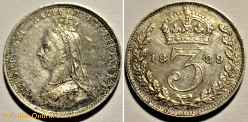 Victoria - 3 pence 1889 Kingdom of Great Britain (ex.4) monnaies monde royaume uni victoria 3 pence 1889 kingdom of great britain ex 4