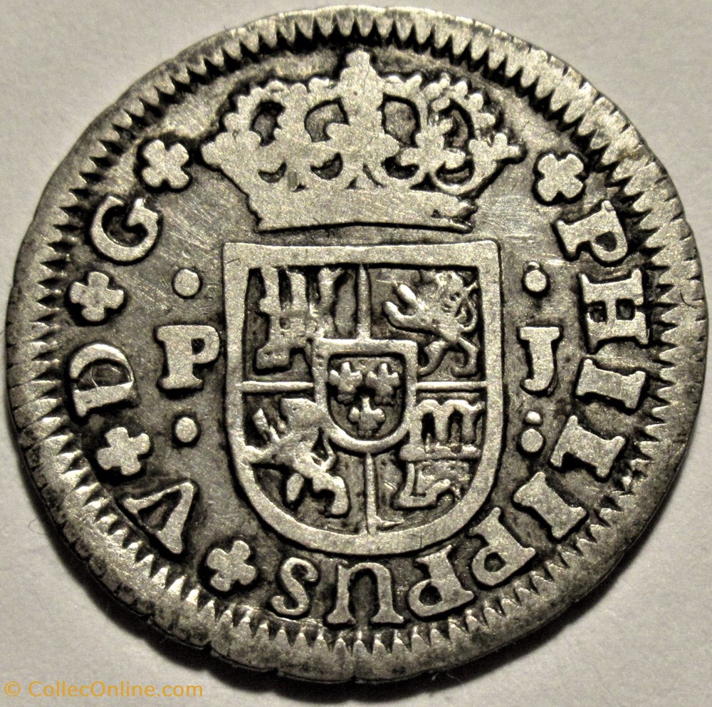 1738 Sevilla - 1/2 Real - Felipe V de España monnaies europe medievale royaume espagne 1738 sevilla 1 2 real felipe v de espana