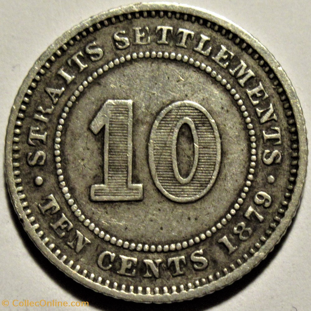 monnaies monde malaisie victoria 10 cents 1879 h straits settlements malaysia