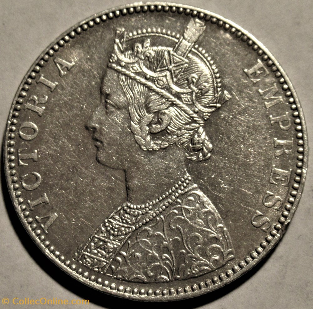 Victoria - One Rupee 1891 Bombay - British India 4 monnaies monde inde victoria one rupee 1891 bombay british india