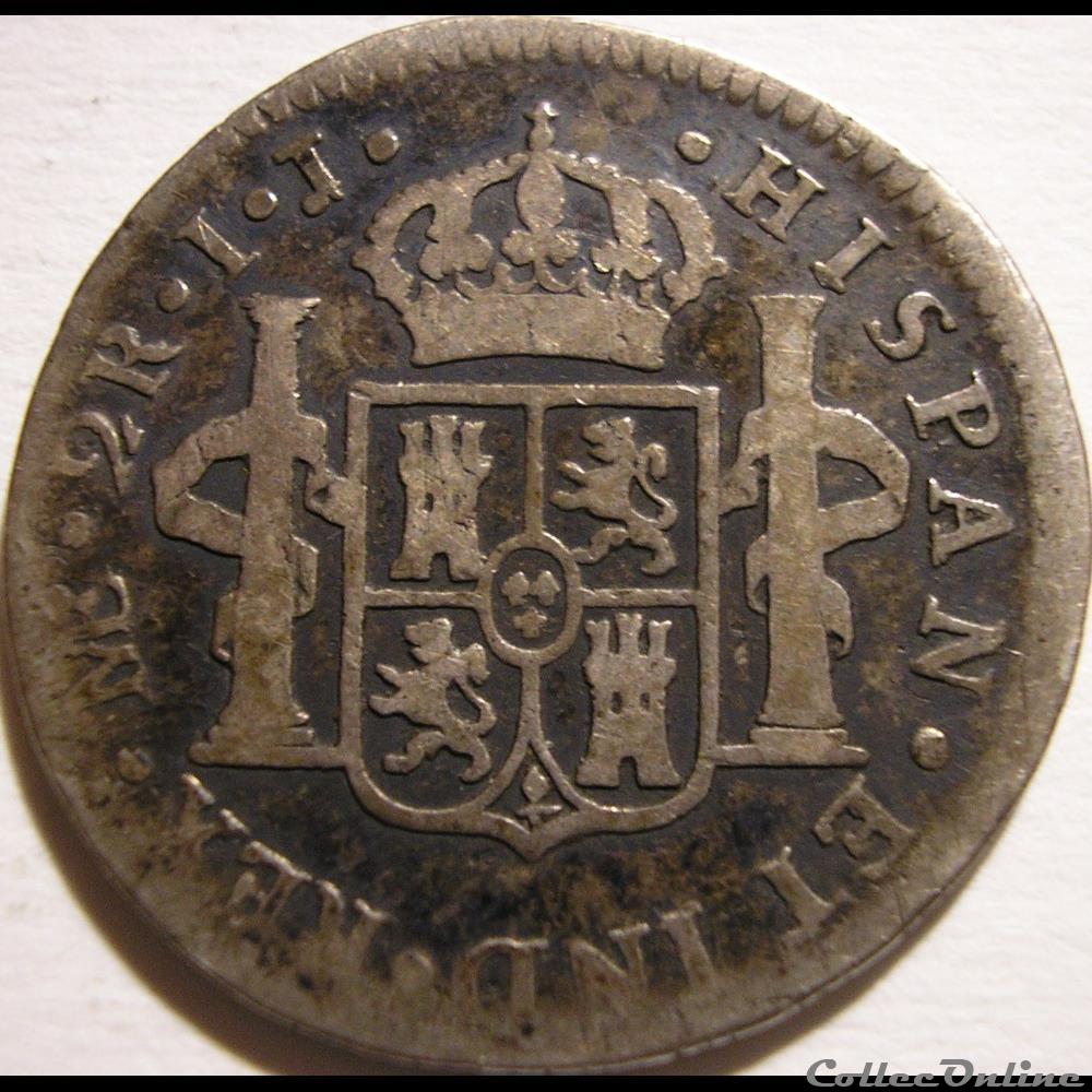 Peru - 2 Reales 1802 Lima - Carlos IV de España 2 monnaies monde perou peru 2 reales 1802 lima carlos iv de espana