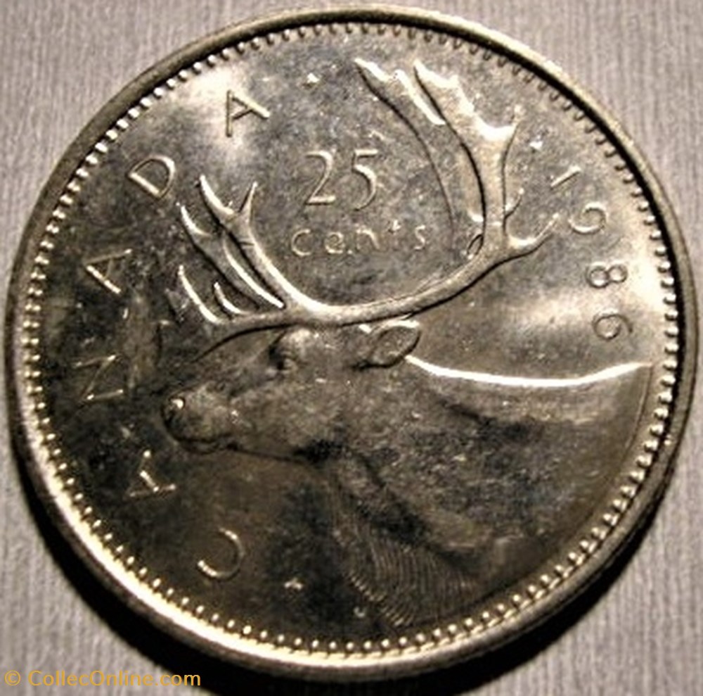 monnaie monde canadum elizabeth ii 25 cents 1986
