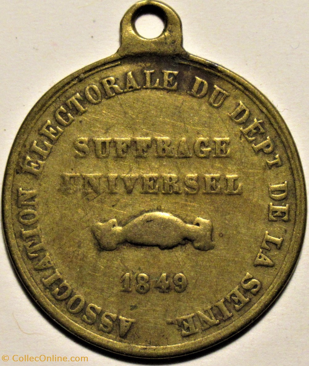 Médaillette du Suffrage Universelle, 1849, Seconde République medailles france revolution medaillette du suffrage universelle 1849 seconde republique