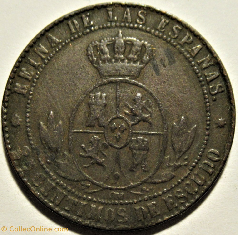 1867 Contemporary Counterfeit 2½ Centimos - Isabel II España 3 monnaies monde espagne 1867 contemporary counterfeit 2 centimos isabel ii espana