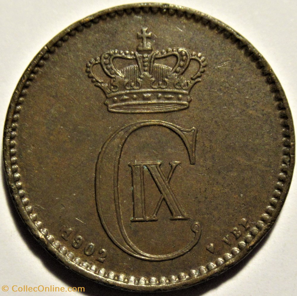 Christian IX Denmark - 2 Øre 1902 2 monnaies monde danemark christian ix denmark 2 re 1902