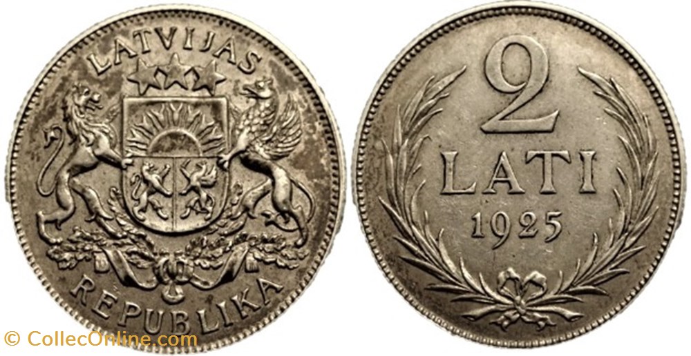 monnaies monde lettonie latvia republic of 2 lati 1925