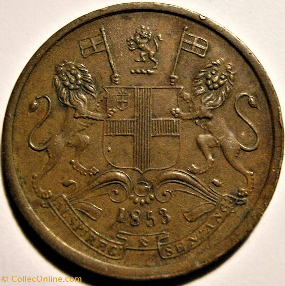 Queen Victoria - Half Pice 1853 2 monnaie monde inde queen victoria half pice 1853