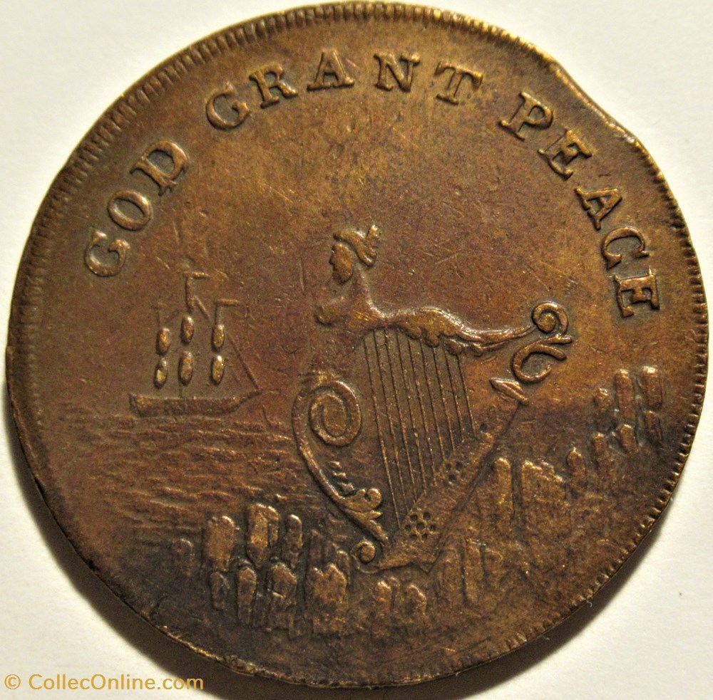 monnaies monde irlande 1795 halfpenny god grant peace dublin ireland