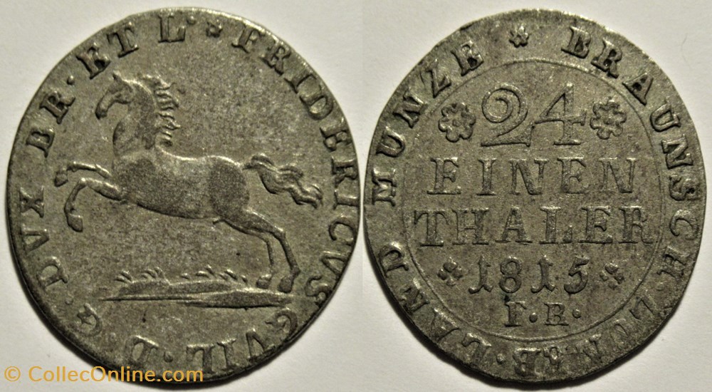 Frederick William - 1/24 Thaler 1815 Braunschweig, Duchy of Brunswick-Wolfenbüttel monnaies monde allemagne frederick william 1 24 thaler 1815 braunschweig duchy of brunswick wolfenbuttel