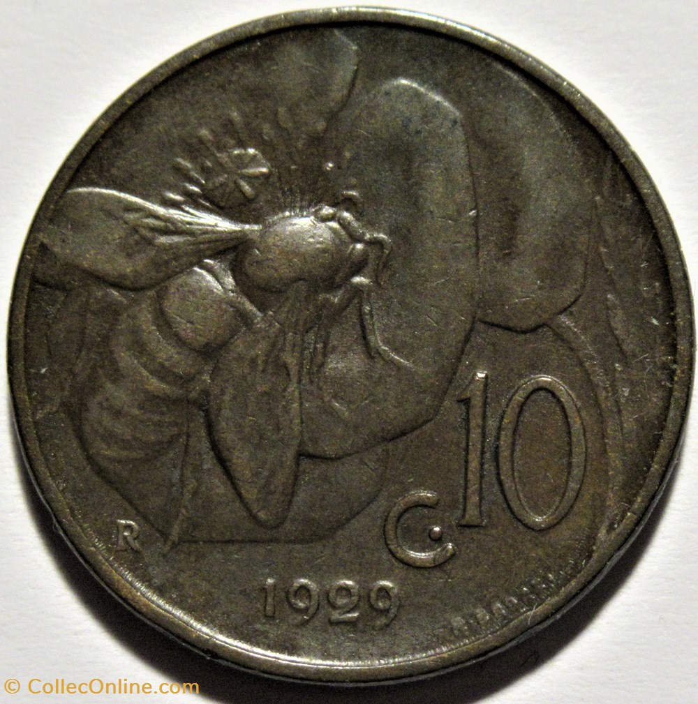 1929 Regno d'Italia, 10 Centesimi, Roma - Vittorio Emanuele III 3 monnaies monde italie 1929 regno italia 10 centesimi roma vittorio emanuele iii