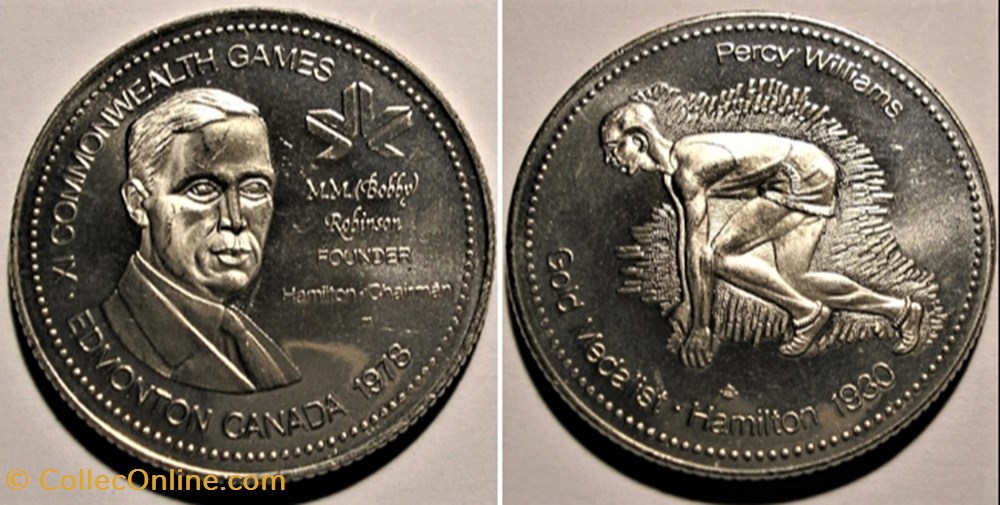 Edmonton, Alberta - Commonwealth Games Token 1978 - Percy Williams monnaie jeton mereaux edmonton alberta commonwealth games token 1978 percy williams