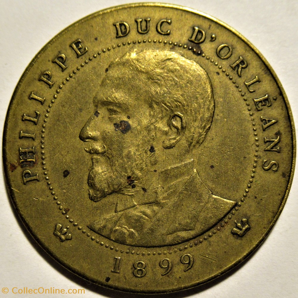 Philippe Duc d'Orleans, Prétendant au trône, 1899 Médaille module 10 Cts 2 medailles france royaux de noblesse philippe duc orleans pretendant au trone 1899 medaille module 10 cts
