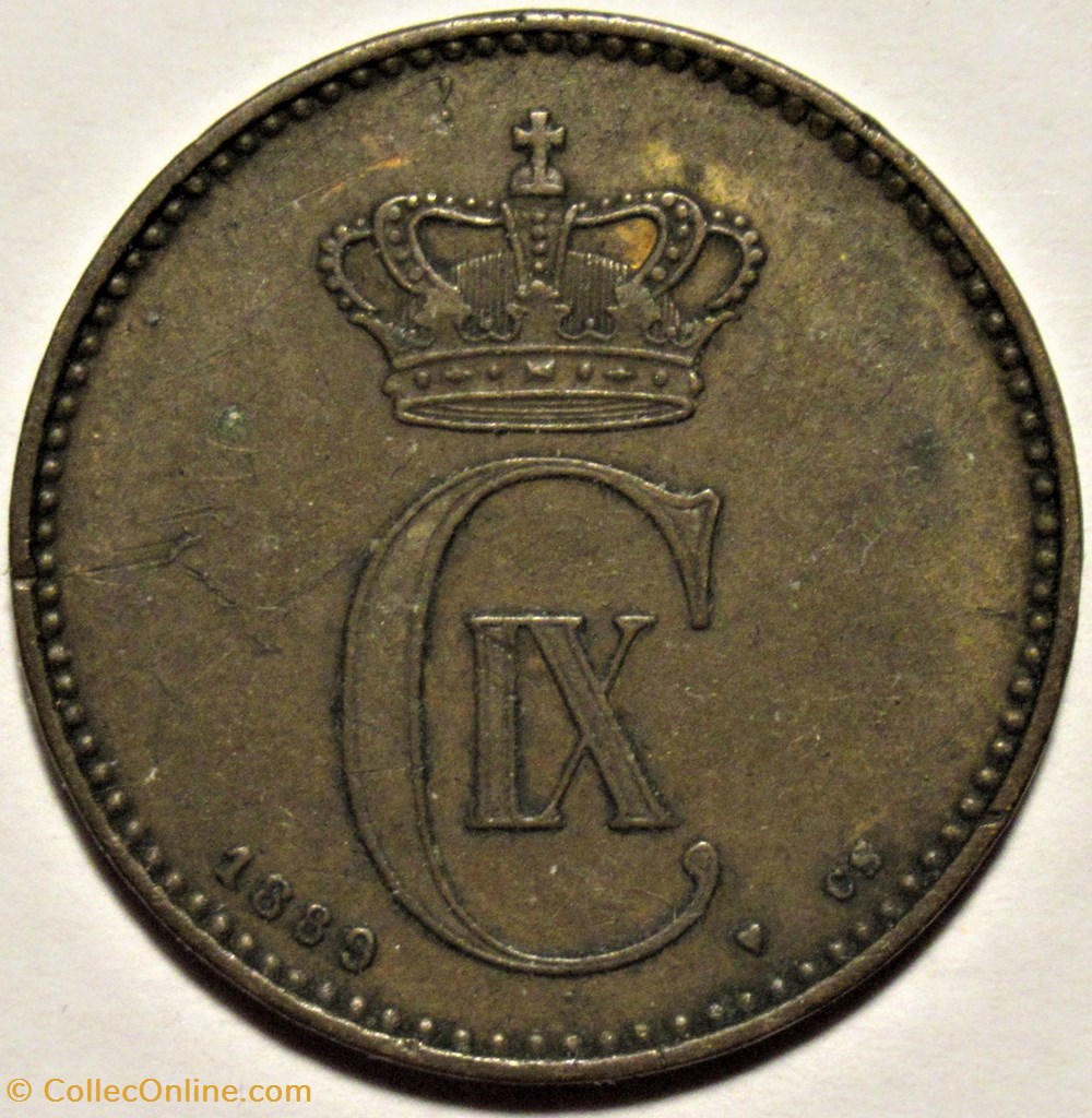 Christian IX Denmark - 2 Øre 1889/7 - Overdate monnaies monde danemark christian ix denmark 2 re 1889 7 overdate