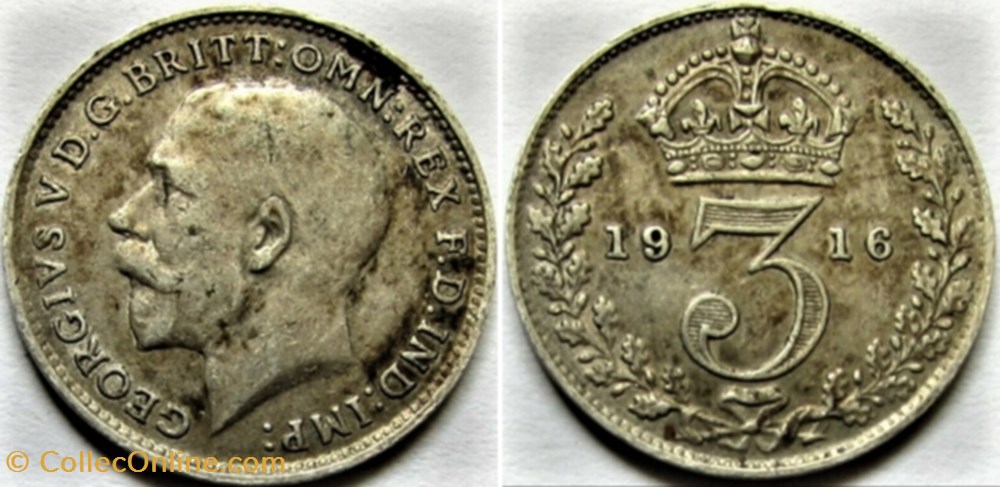 George V - 3 Pence 1916 - United Kingdom monnaies monde royaume george v 3 pence 1916 united kingdom