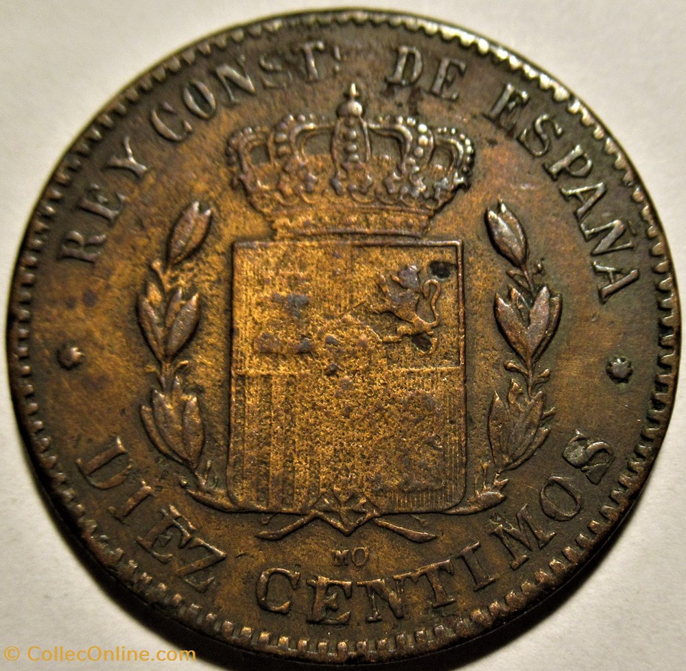 1879 - Madrid 10 Centimos - Alfonso XII de España - Contemporary Counterfeit 3 monnaies monde espagne 1879 madrid 10 centimos alfonso xii de espana contemporary counterfeit