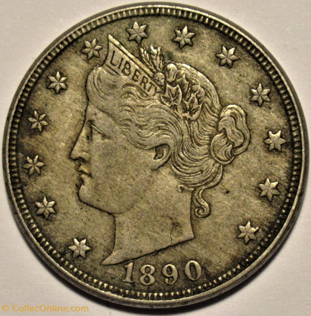 1890 5 Cents (ex.4) monnaies monde etats unis 1890 5 cents ex 4