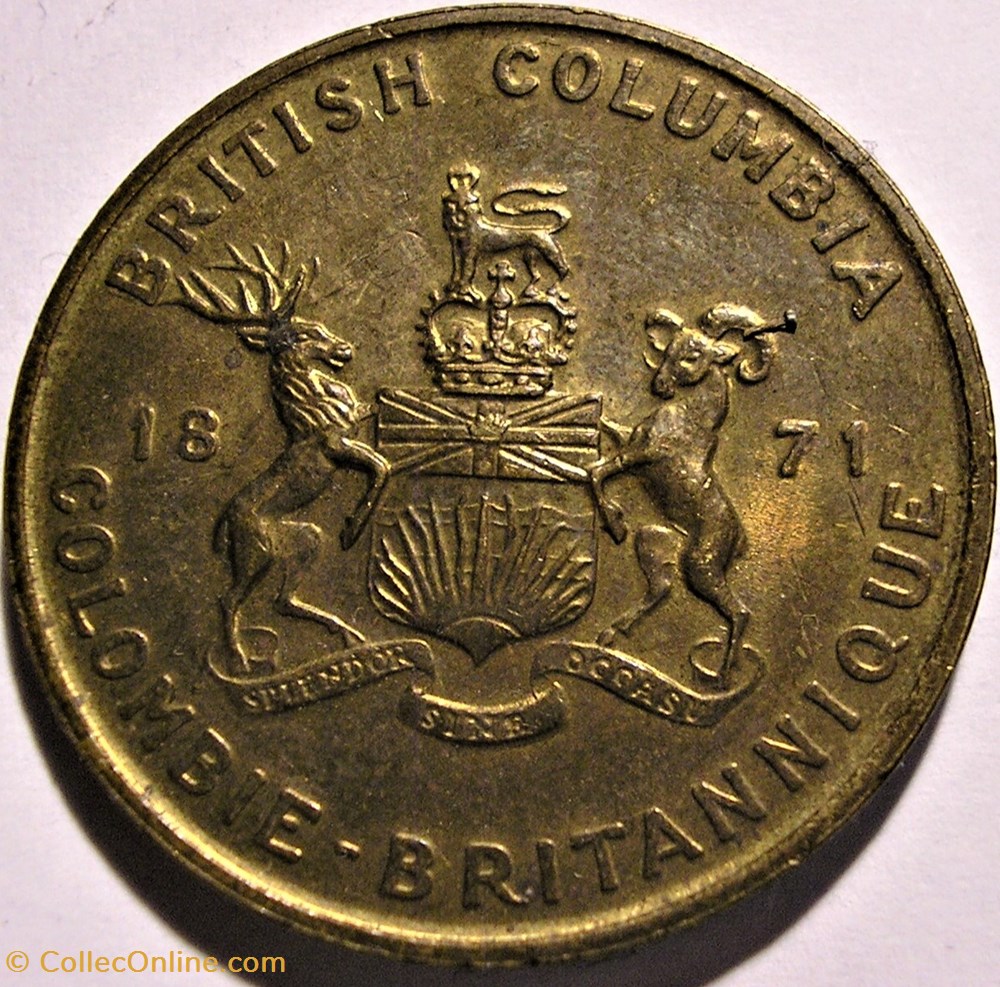British Columbia 1871 - Provincial Arms and Flowers 1965-68, Shell Oil Token 3 monnaie jeton mereaux british columbia 1871 provincial arms and flowers 1965 68 shell oil token
