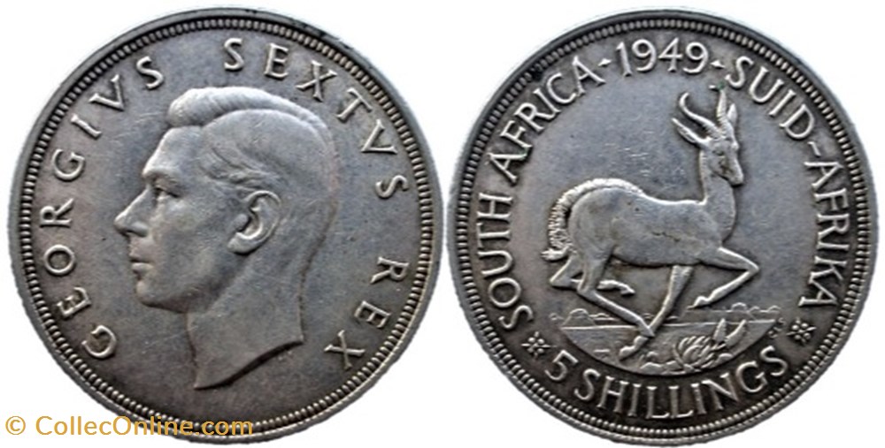 George VI - 5 Shillings 1949 - South Africa monnaies monde afrique du sud george vi 5 shillings 1949 south africa
