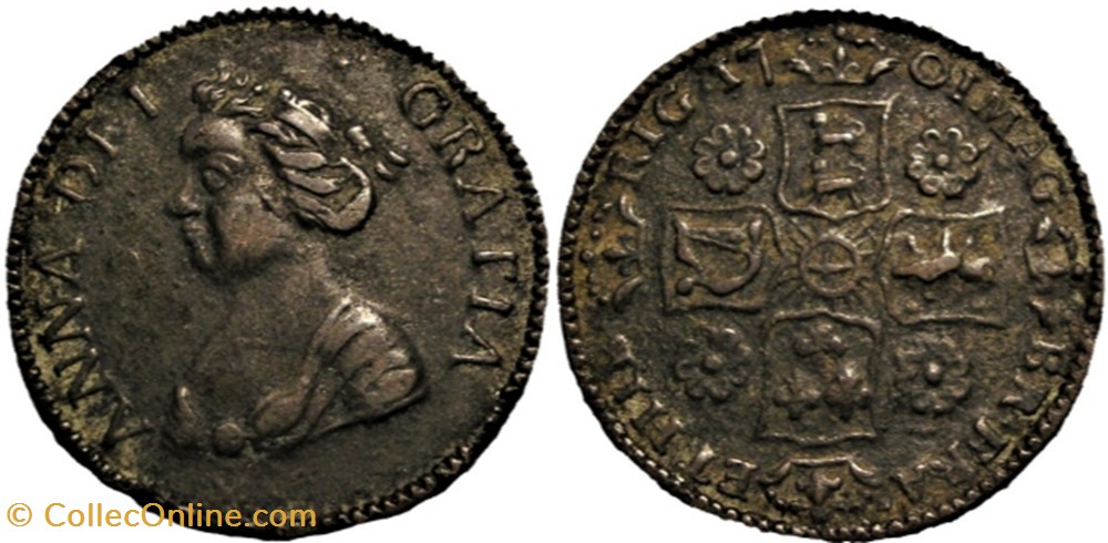 monnaie jeton mereaux queen anne stuart 1701 token imitation guinea accession to the throne