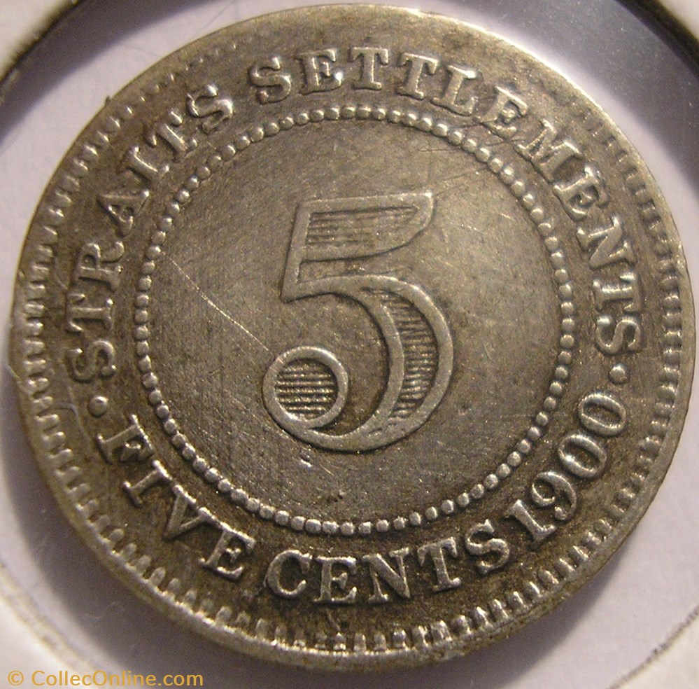 monnaie monde malaisie victoria 5 cents 1900 straits settlements malaysia
