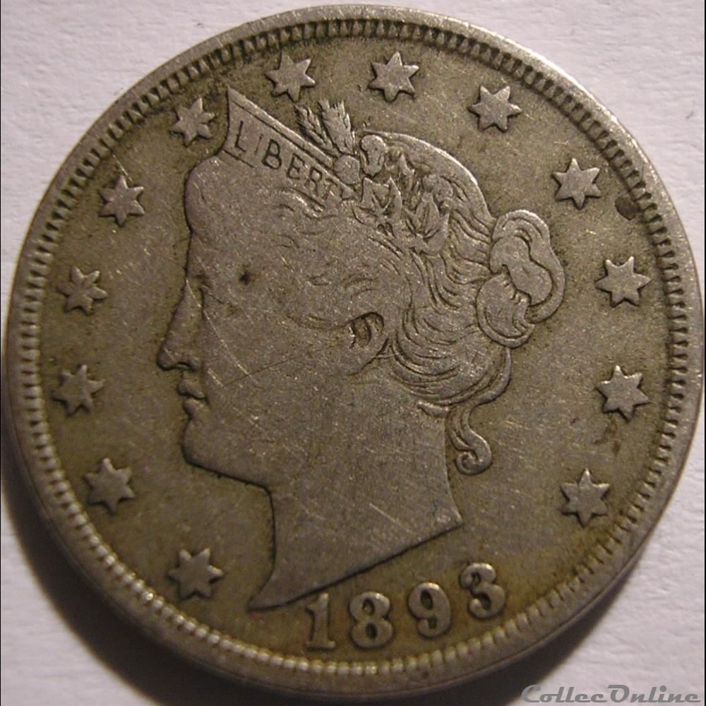 1893 5 Cents (ex.2) monnaies monde etats unis 1893 5 cents ex 2