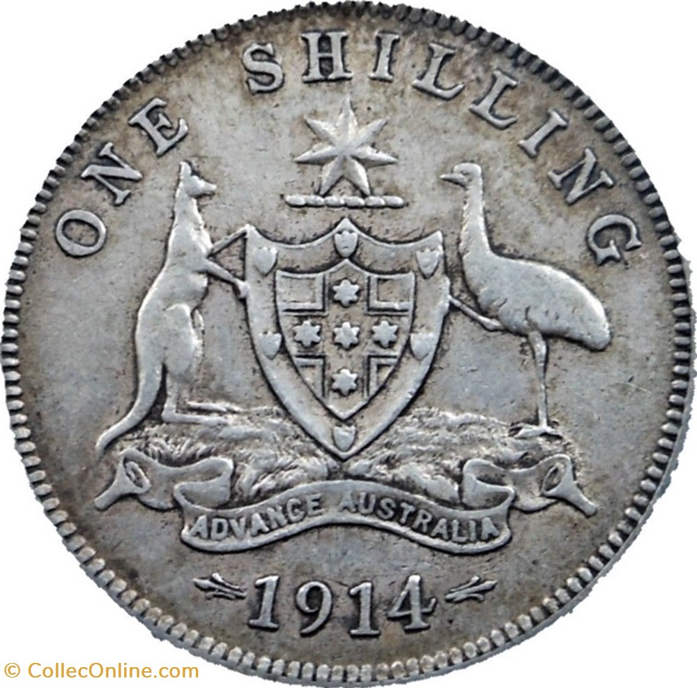George V - One Shilling 1914 - Australia monnaie monde australie george v one shilling 1914 australia