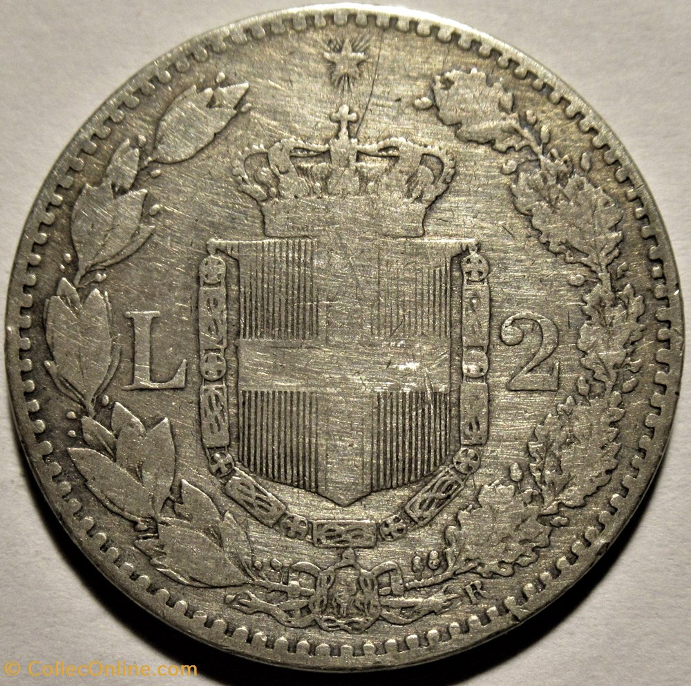 1887 Regno d'Italia, 2 Lire, Roma - Umberto I (ex.2) 3 monnaies monde italie 1887 regno italia 2 lire roma umberto i ex 2