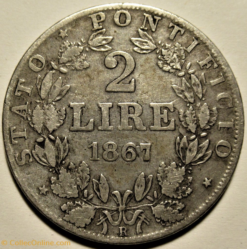 monnaies monde pio ix papa 2 lire 1867 anno xxii vaticano error