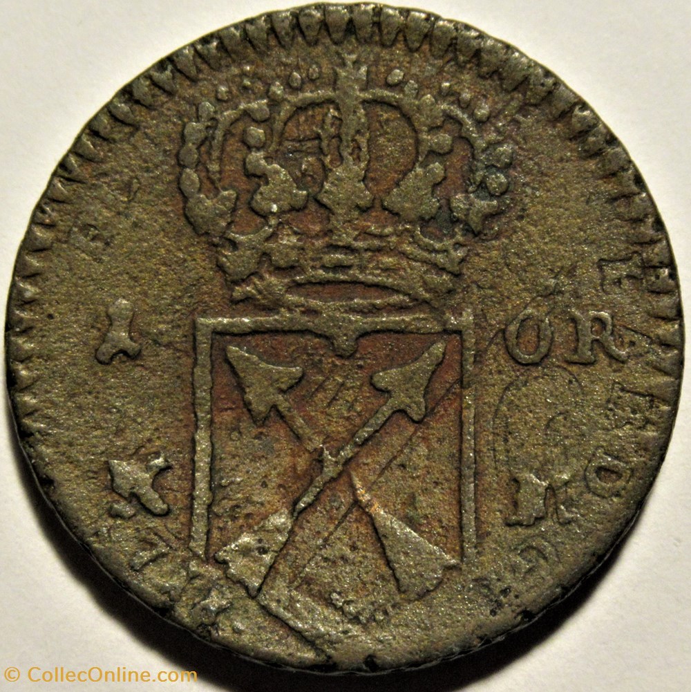 Sweden, Ulrika Eleonora - 1 Öre Kopparmynt 1719 - Recoined on 1718 monnaies europe medievale royaume suede sweden ulrika eleonora 1 ore kopparmynt 1719 recoined on 1718