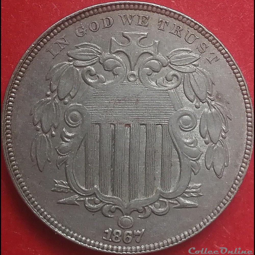 1867 5 Cents Rays monnaie monde etat uni 1867 5 cents rays