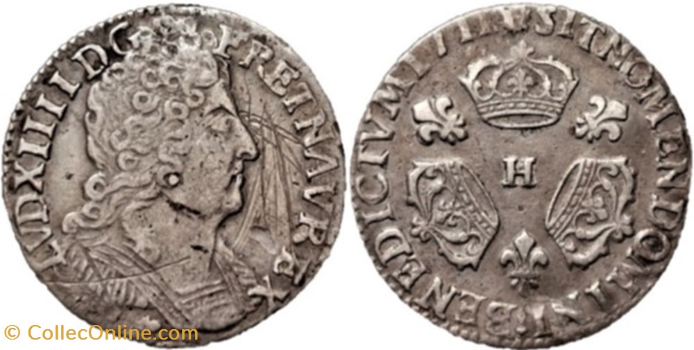 Louis XIV - 1/10 d'écu aux 3 couronnes 1711 La Rochelle monnaies europe medievale france royales louis xiv 1 10 ecu aux 3 couronnes 1711 la rochelle