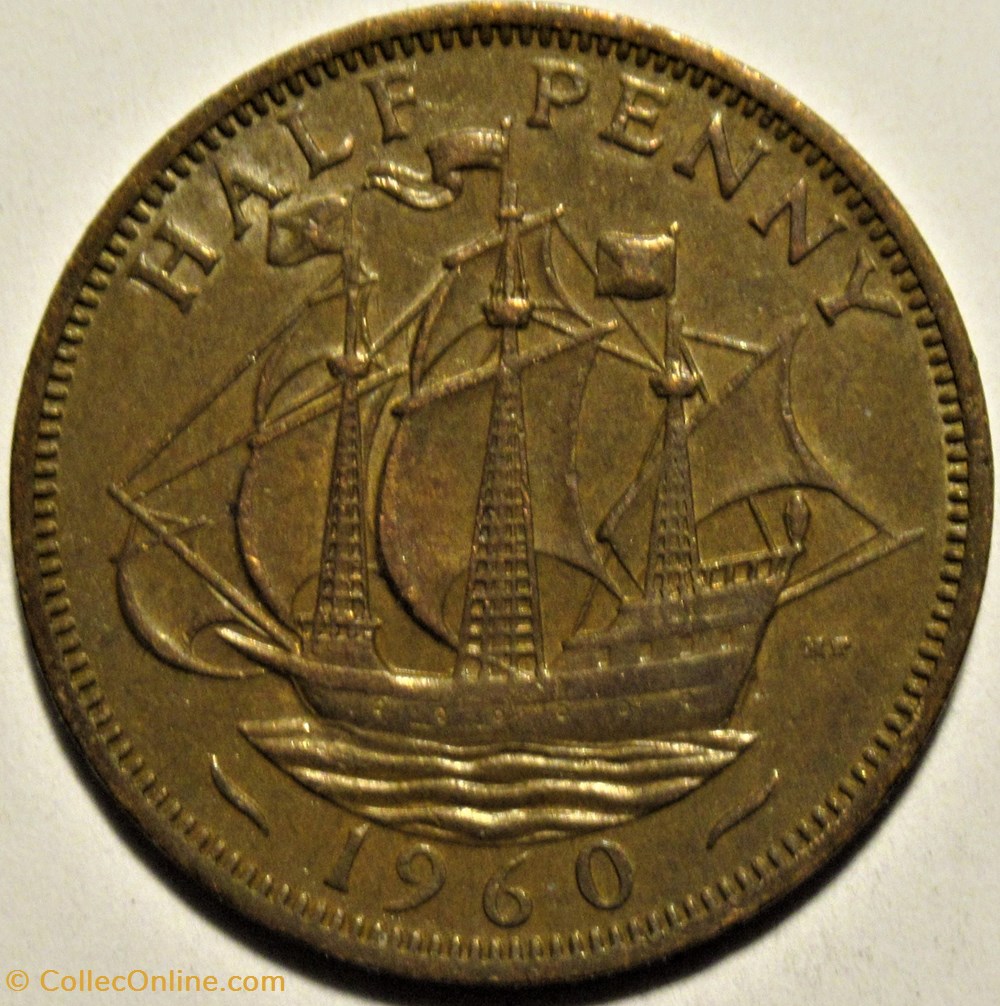 monnaies monde royaume uni elizabeth ii half penny 1960 uk