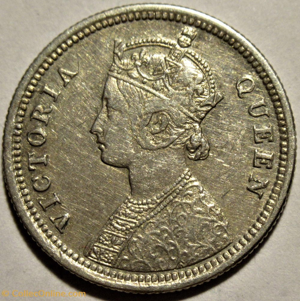 Victoria - 1/4 Rupee 1862 Calcutta - British India 2 monnaies monde inde victoria 1 4 rupee 1862 calcutta british india