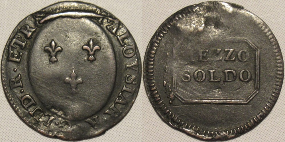 1805 Royaume d'Étrurie, 1/2 Soldo Florence - Charles II de Bourbon-Parme monnaies monde italie 1805 royaume etrurie 1 2 soldo florence charles ii de bourbon parme