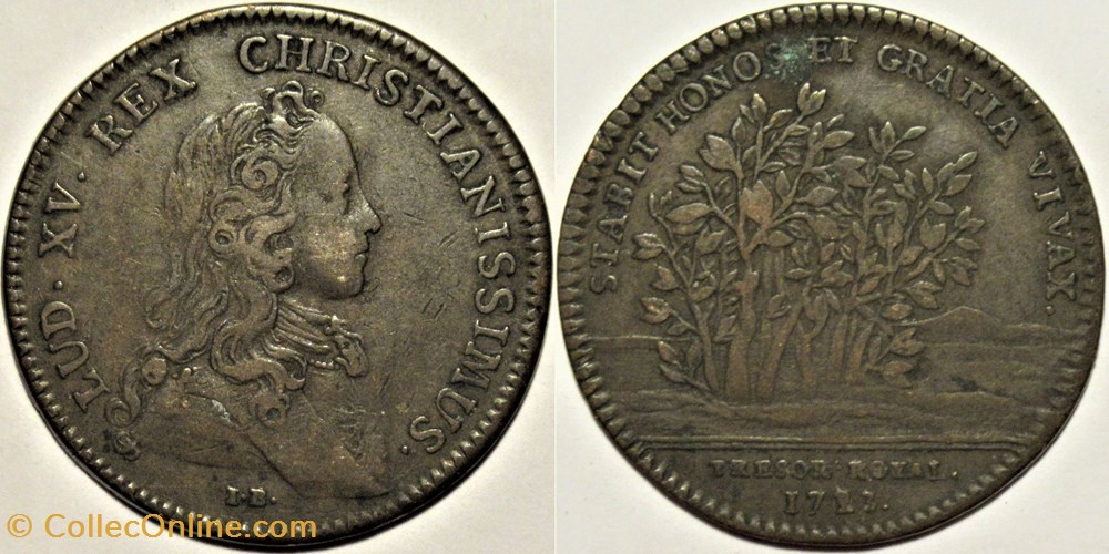 Louis XV - 1723, Jeton du Trésor Royal, "Stabit Honos et Gratia Vivax" monnaies paranumismatique jetons poids louis xv 1723 jeton du tresor royal stabit honos et gratia vivax