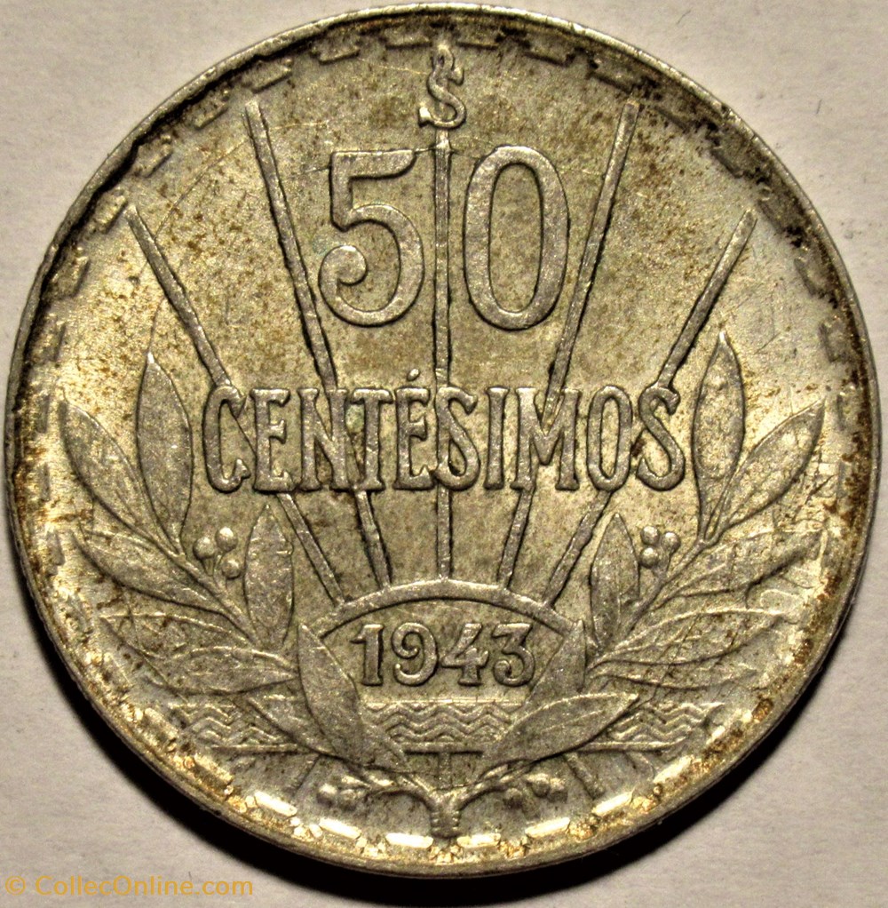 Uruguay - 50 Centésimos 1943 - José Artigas (ex.2) monnaies monde uruguay 50 centesimos 1943 jose artigas ex 2