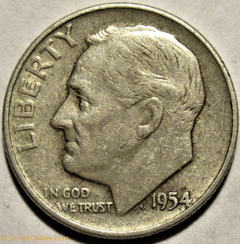 1954 Denver Dime - Repunched Mintmark monnaies monde etats unis 1954 denver dime repunched mintmark
