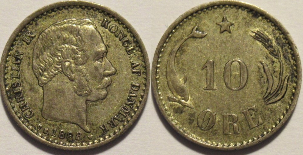 monnaies monde danemark christian ix denmark 10 re 1888