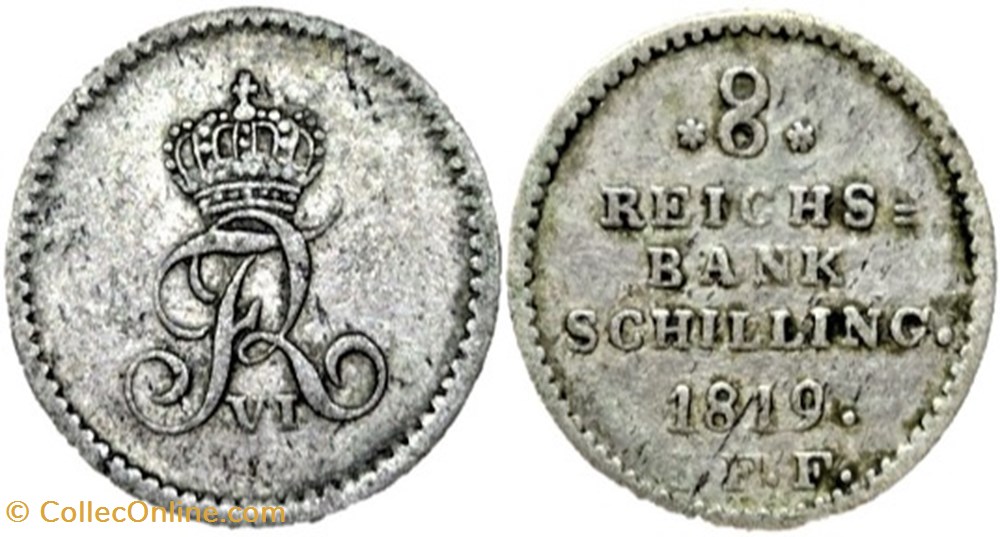 monnaies monde danemark danish duchy of schleswig holstein frederik ix 8 reichsbank schilling 1819