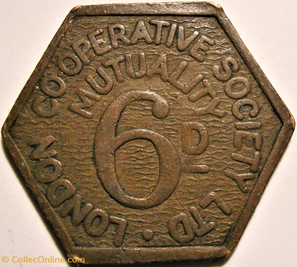 Six Pence Token - London Cooperative Society LTD monnaie jeton mereaux six pence token london cooperative society ltd