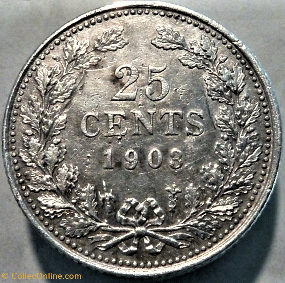 Wilhelmina of Nederland - 25 Cents 1903 3 monnaies monde pays bas wilhelmina of nederland 25 cents 1903