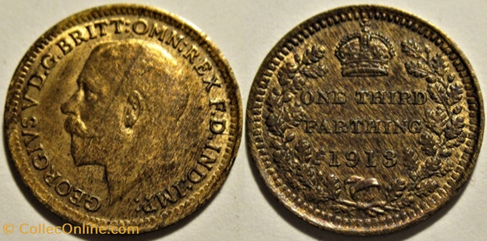 George V - One Third Farthing 1913 - United Kingdom (ex.2) monnaies monde royaume george v one third farthing 1913 united kingdom ex 2