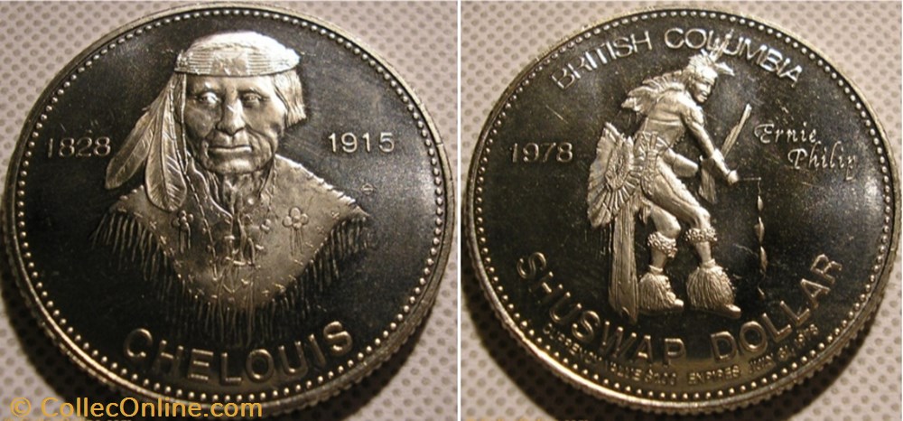 monnaie monde canadum shuswap dollar token 1978 british colombia