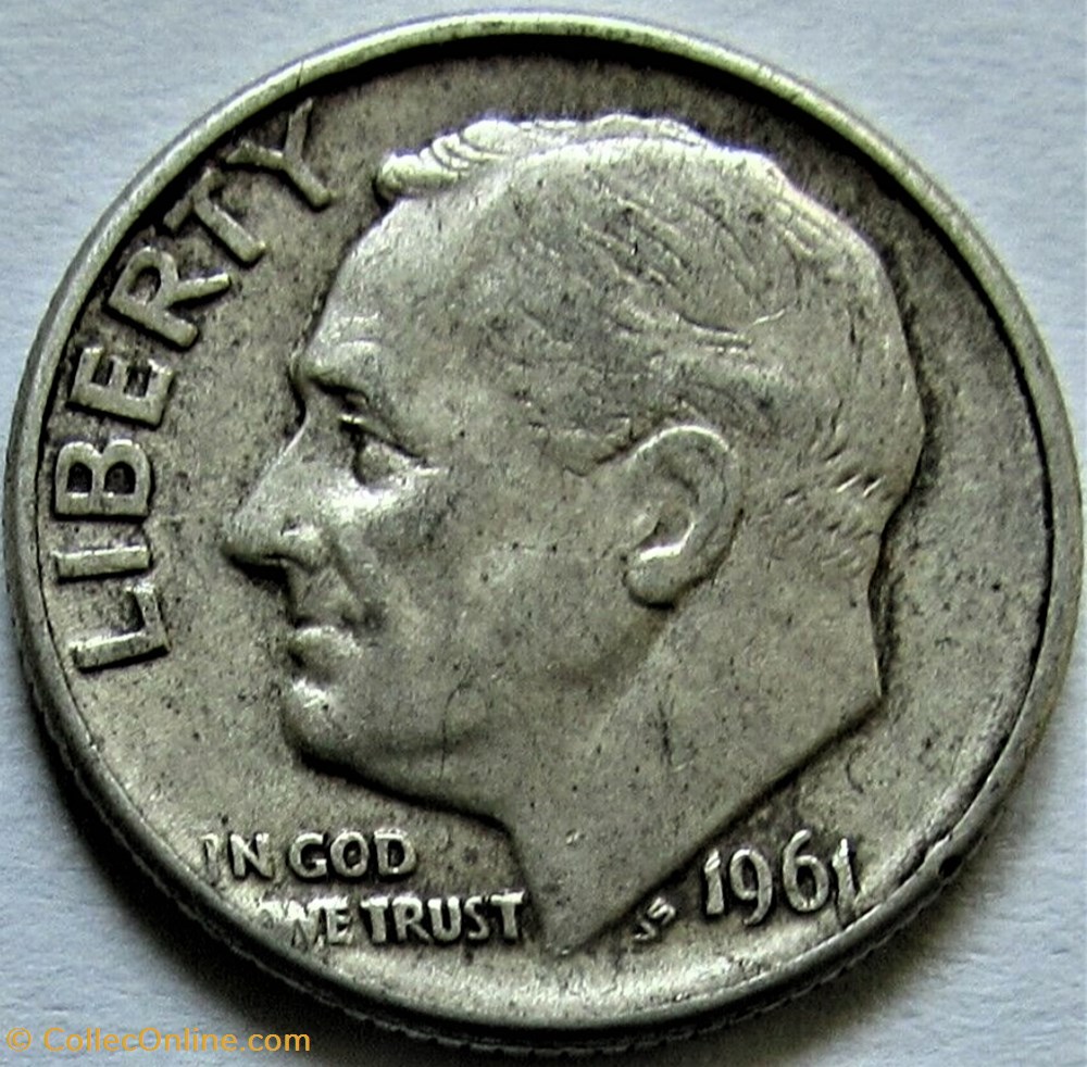 1961 Denver Dime - Doubling monnaies monde etats unis 1961 denver dime doubling