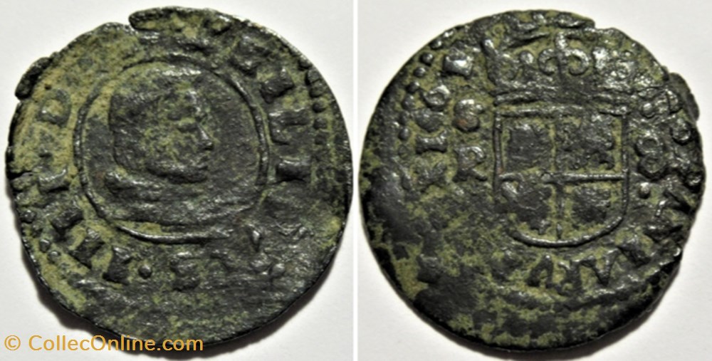 1661 Sevilla - 8 Maravedis - Felipe IV de España monnaies monde espagne 1661 sevilla 8 maravedis felipe iv de espana