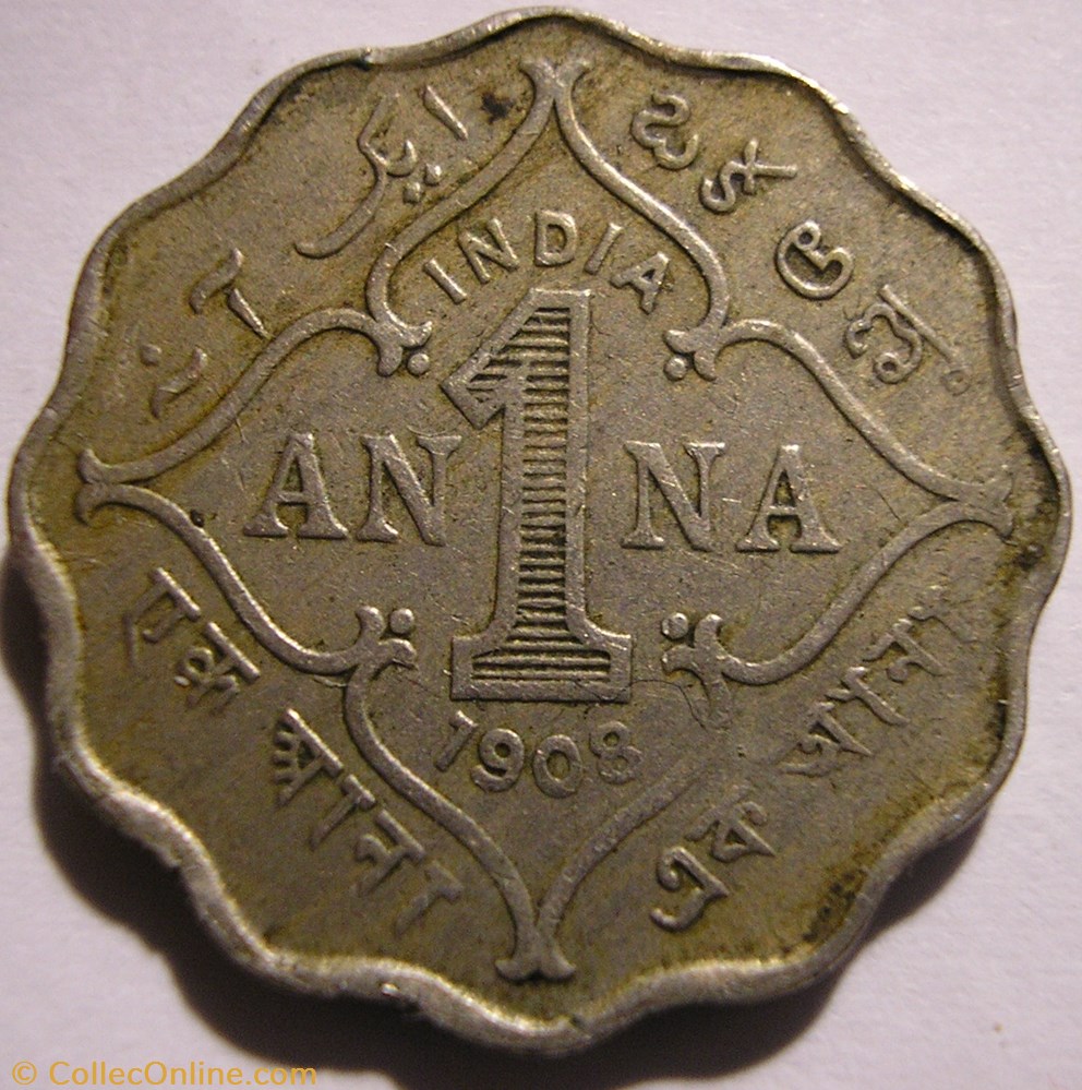 Edward VII - One Anna 1908 Bombay - British India monnaie monde inde edward vii one anna 1908 bombay british india